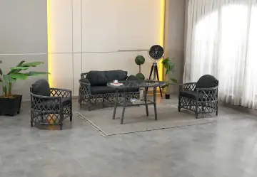 Berlin, 2+1+1 Rattan Bahçe Mobilyası, Antrasit