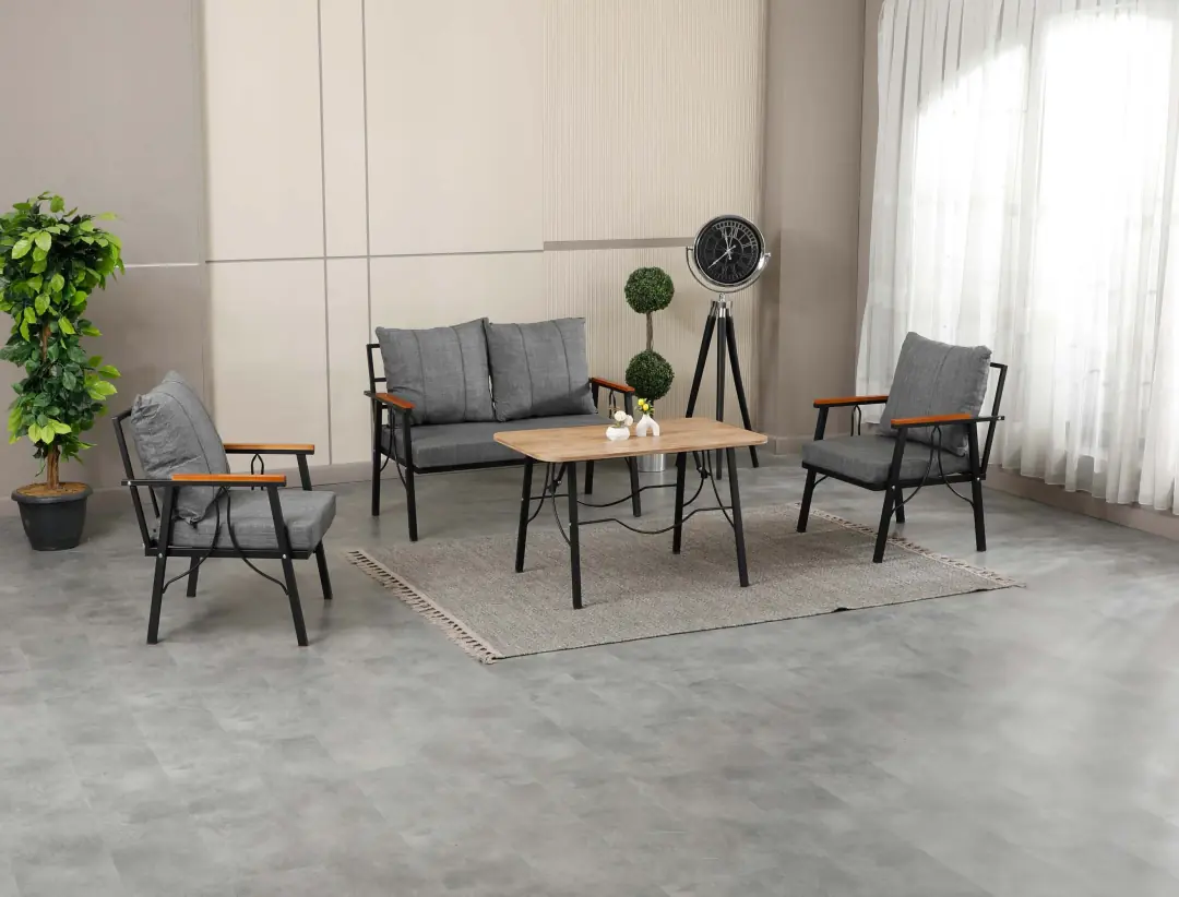Rüya, 2+1+1 Bahçe-Balkon Mobilyası, Gri