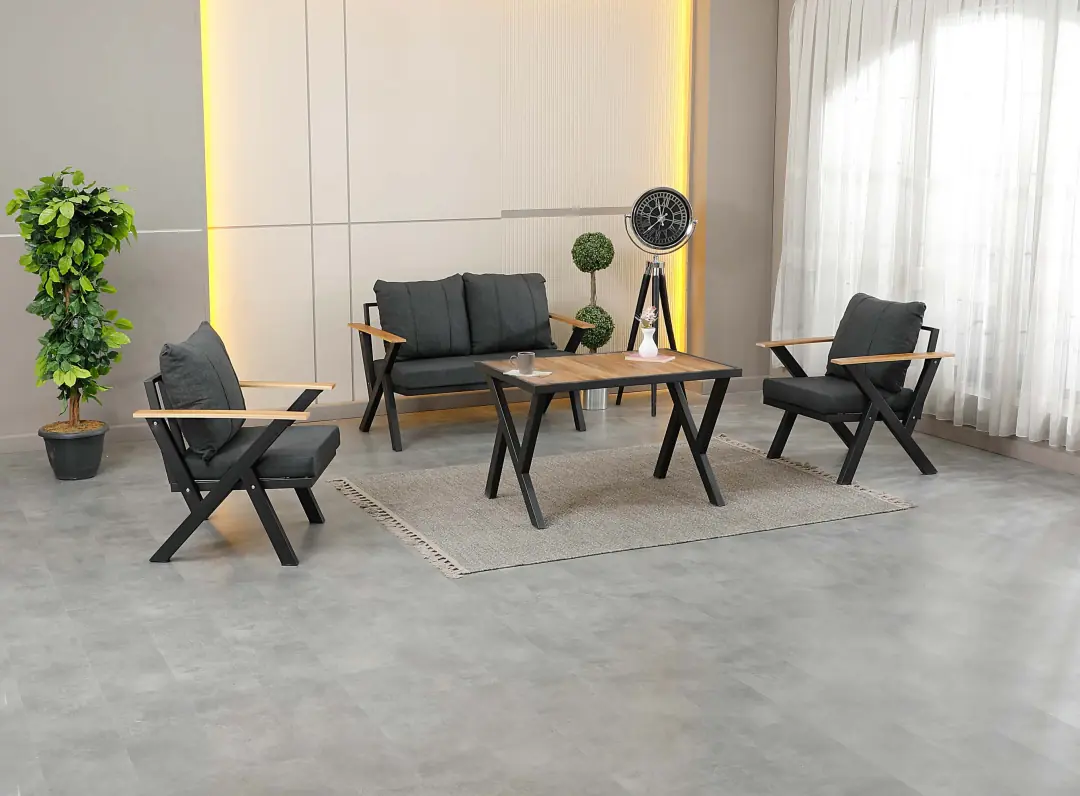 Gölge, 2+1+1 Bahçe-Balkon Mobilyası, Antrasit