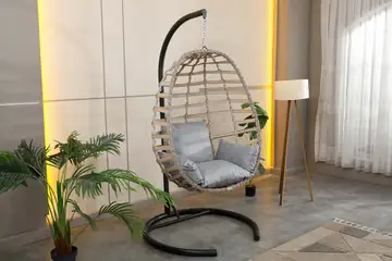 Tek Kişilik Salıncak, Rattan, Krem