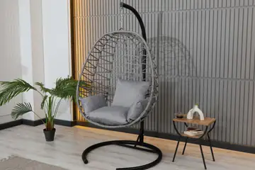 Tek Kişilik Salıncak, Makrome, Gri