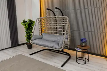 Çift Kişilik Salıncak, Rattan, Krem